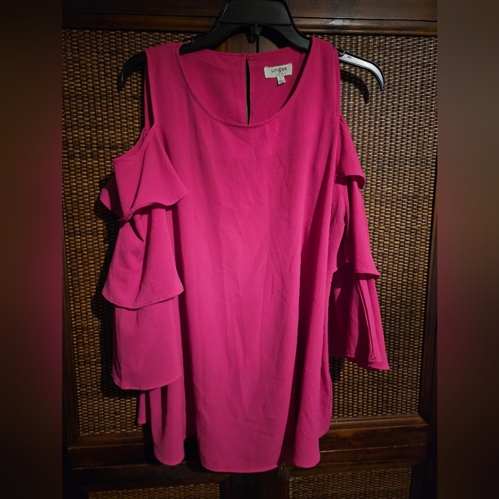 Umgee Pink Ruffled Relaxed Blouse